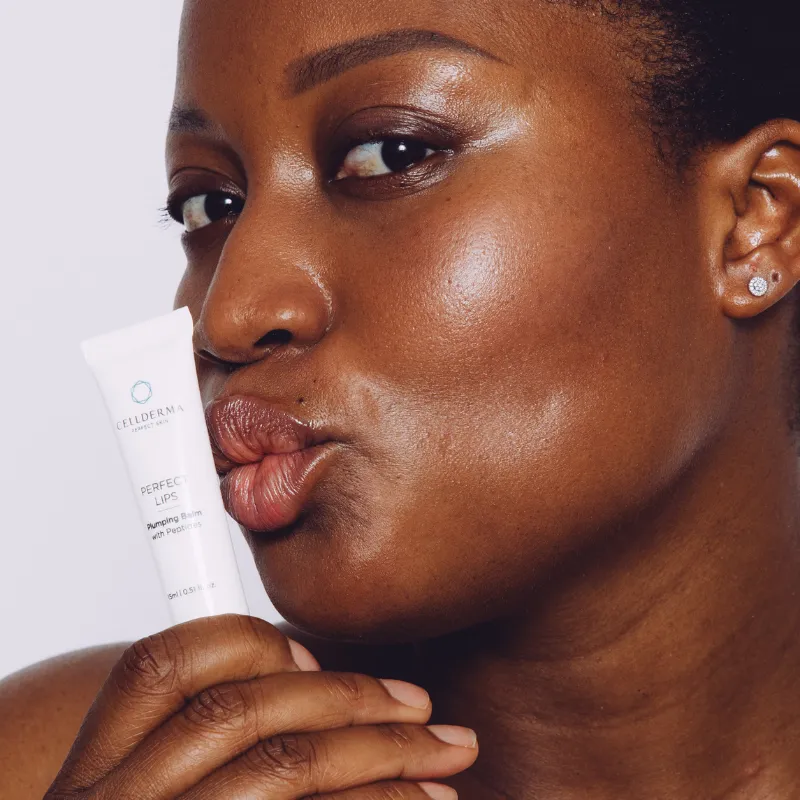 Model Using CellDerma PERFECT LIPS Plumping Balm with Peptides